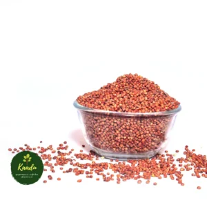 Red jowar / cholam/ kept in a glass bowl